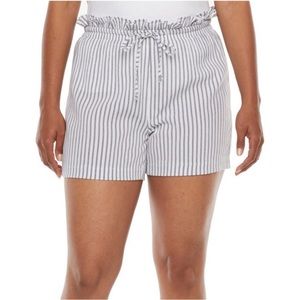 Worthington Paper Bag Shorts Black White Stripe